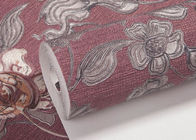 Waterproof Asian Inspired Wallpaper with Embossed Floral Pattern , 0.53*10m/ roll