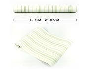 Green Modern Striped Floral Wallpaper For Girl’S Room , Smooth Surface Paper
