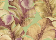 Non-Woven Solid South East Coloured Striped Wallpaper , Japanese Banana Leaf Pattern Wallpaper