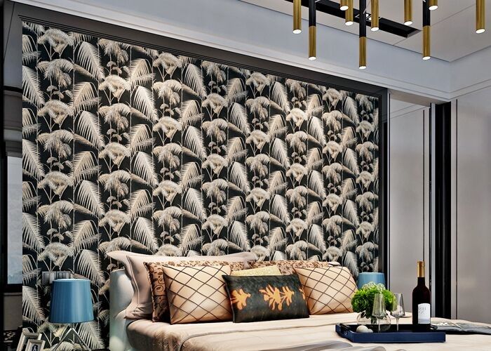 Household Modern Flocked Wallpaper For Bedroom Walls , Non Woven Materials